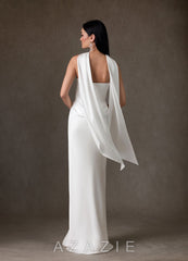 Azazie Samantha Diamond White Sheath Strapless Stretch Satin Dress