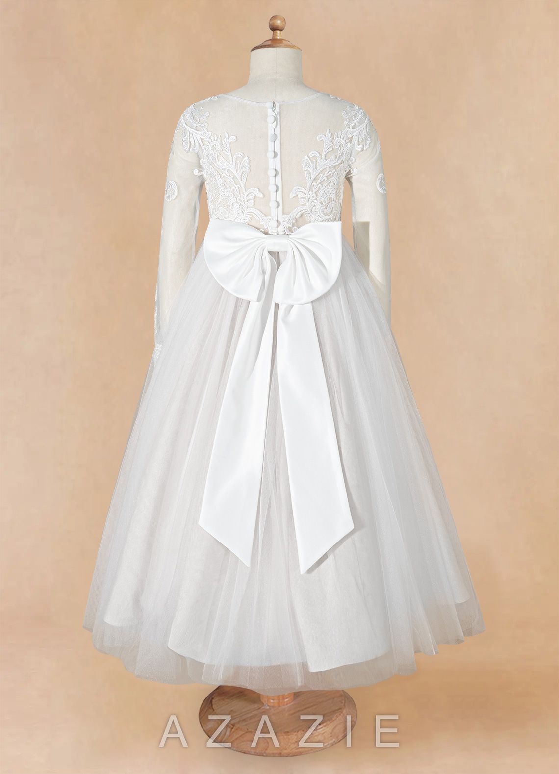 Azazie Elodie Ivory Ball-Gown Lace Dress ivory
