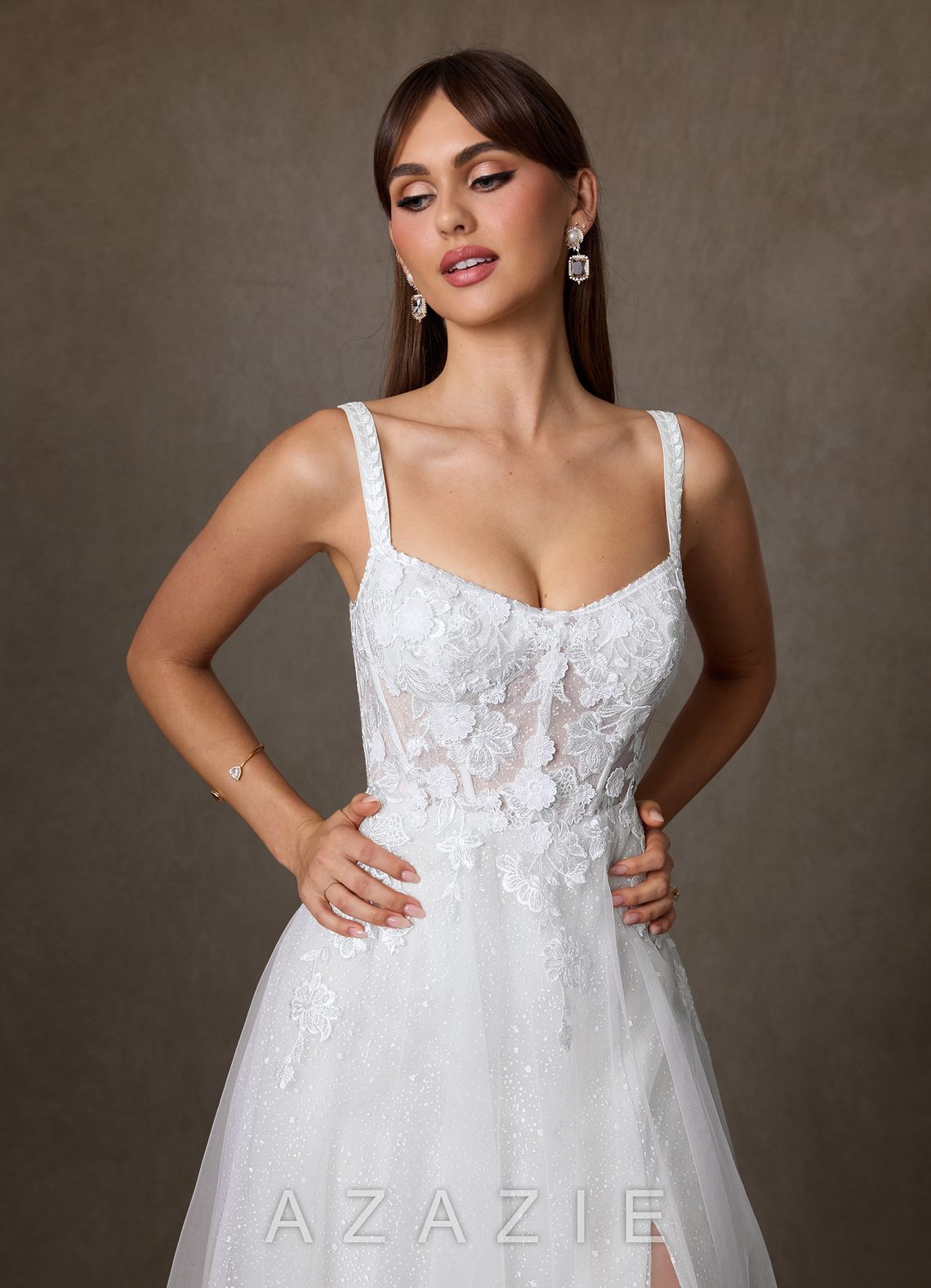 Azazie Jovana Wedding Dress Diamond White A-Line Scoop Tulle Dress diamond_white