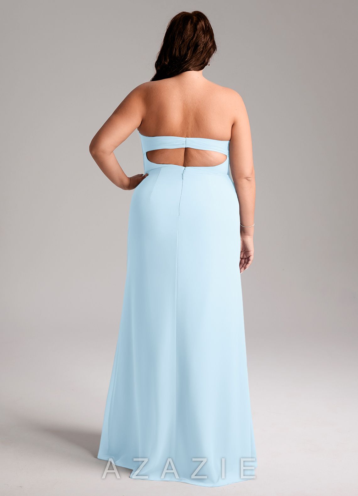 Azazie Leonis Sky Blue Sheath Strapless Chiffon Convertible Dress sky_blue