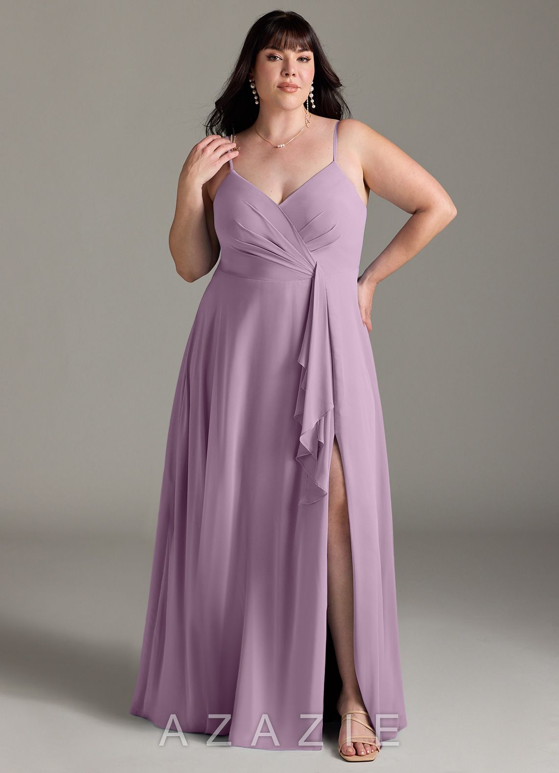 Azazie Akita Wisteria A-Line Chiffon Dress wisteria