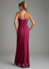Azazie Asa Burgundy Sheath Corset Chiffon Dress burgundy