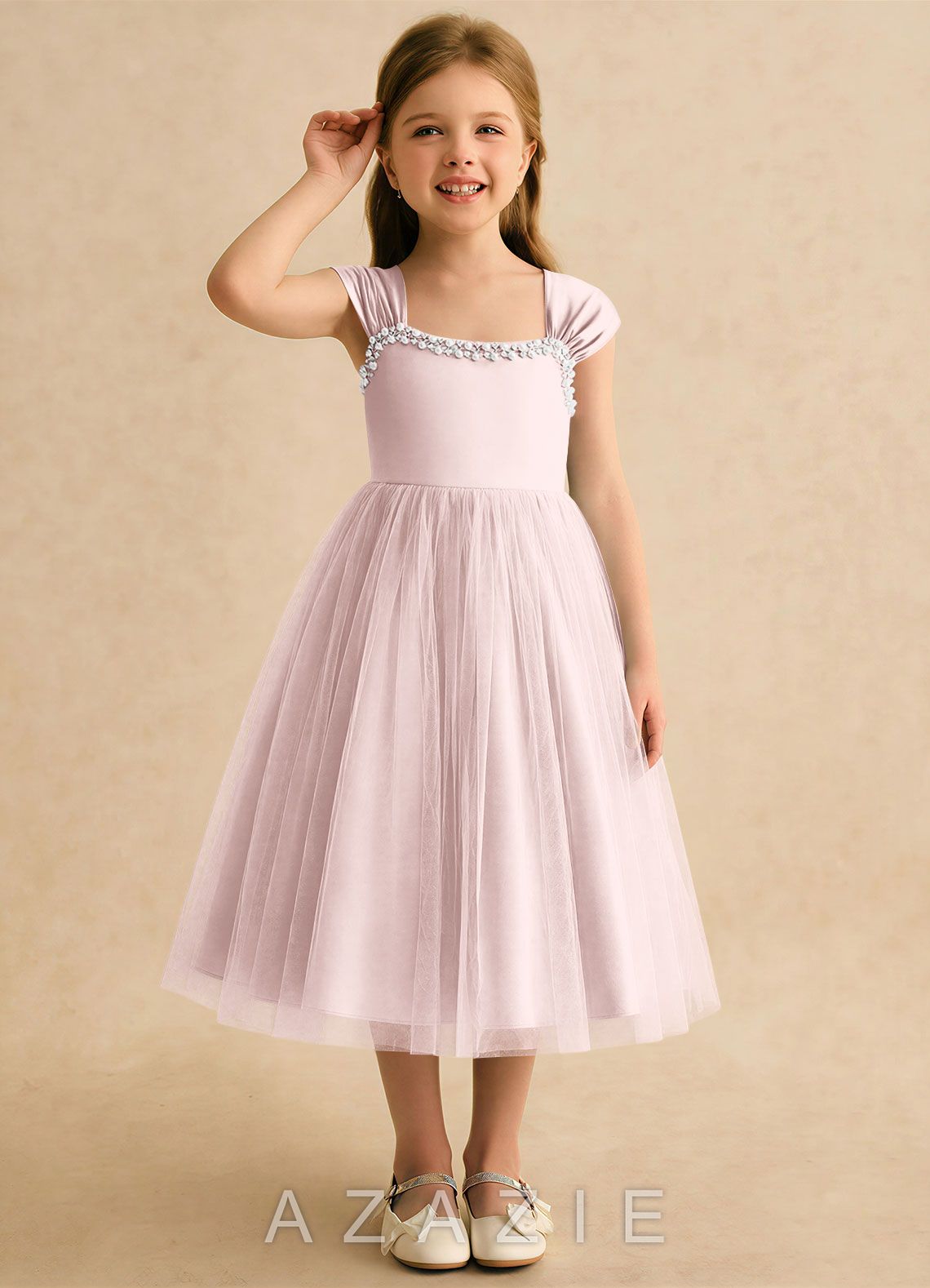 Azazie Yosemite Blushing Pink Ball-Gown Sweetheart Neckline Tulle Dress blushing_pink