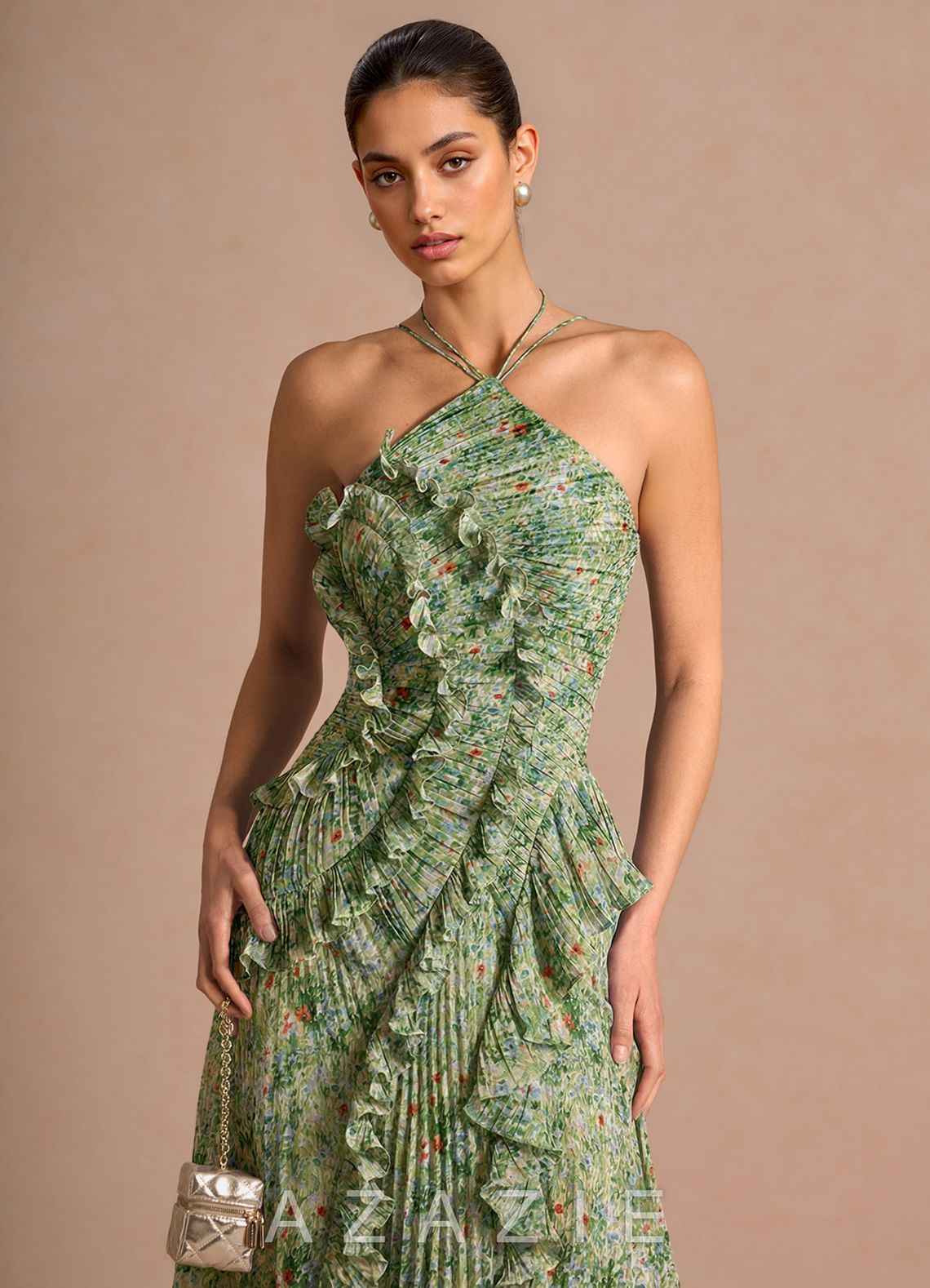 Hatsu {color} Maxi Dress  sp_green_floral_#gf134901