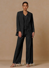 Margaret Black Cotton Linen Blend 3-Piece Suit