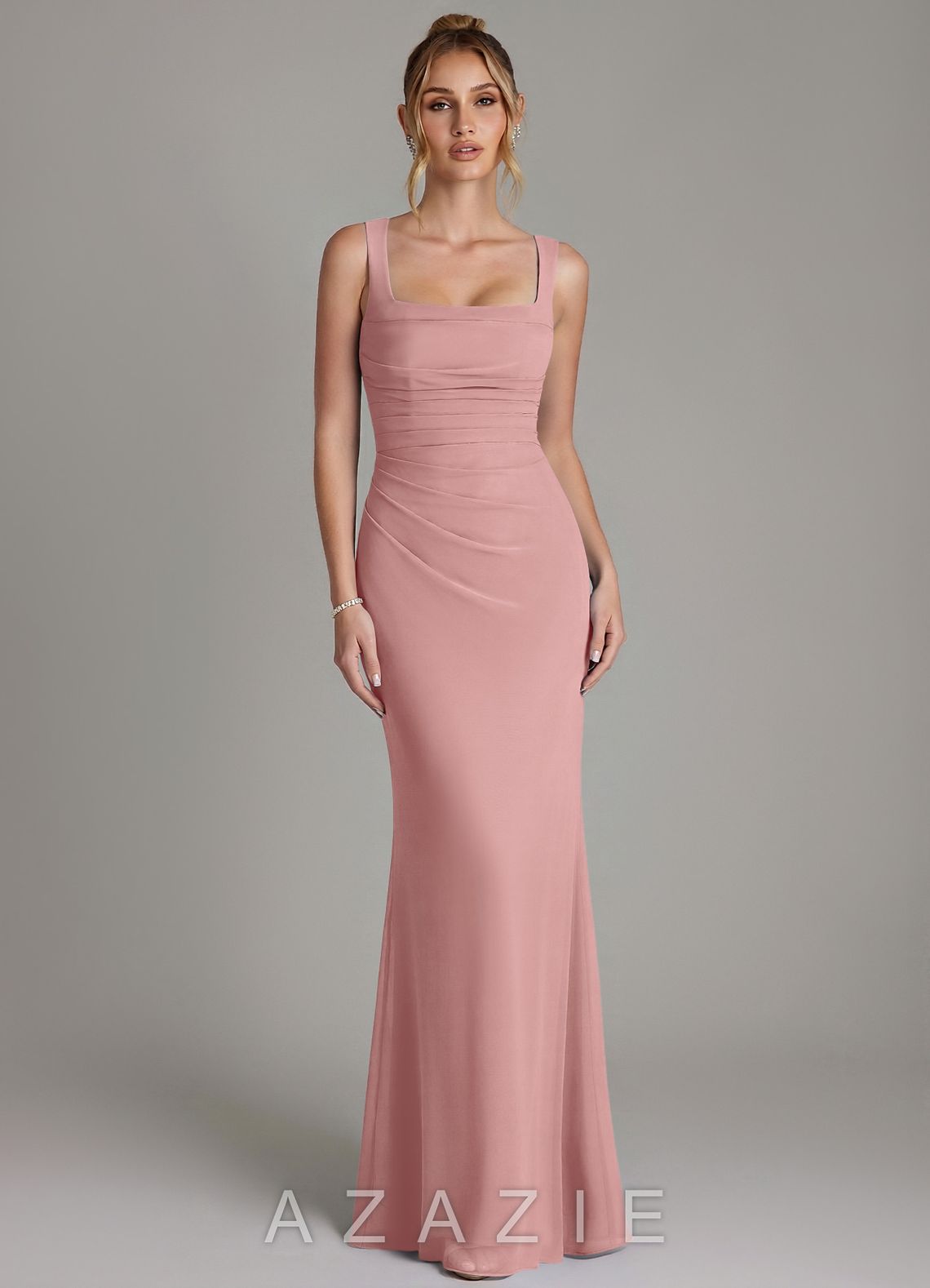 Azazie Agustina Dusty Rose Mermaid Corset Chiffon Dress dusty_rose