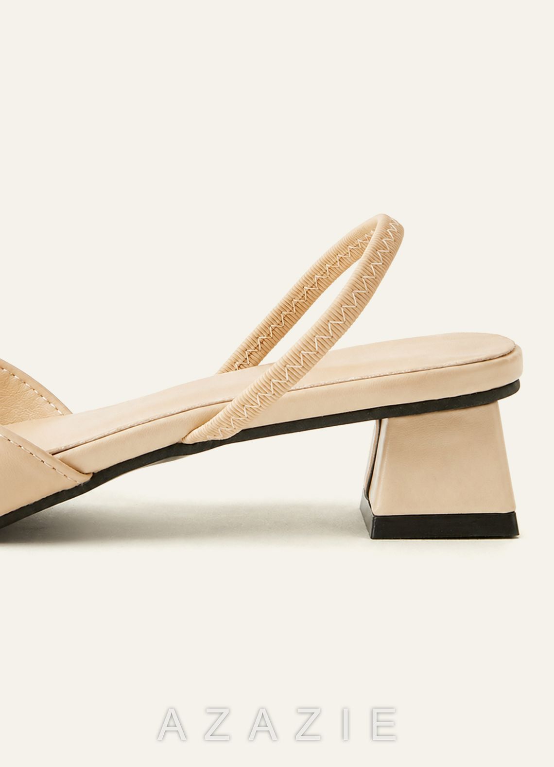 Pointed Toe Slingback Low Heels Sculptural Block Heel Comfortable Dress Shoes  apricot