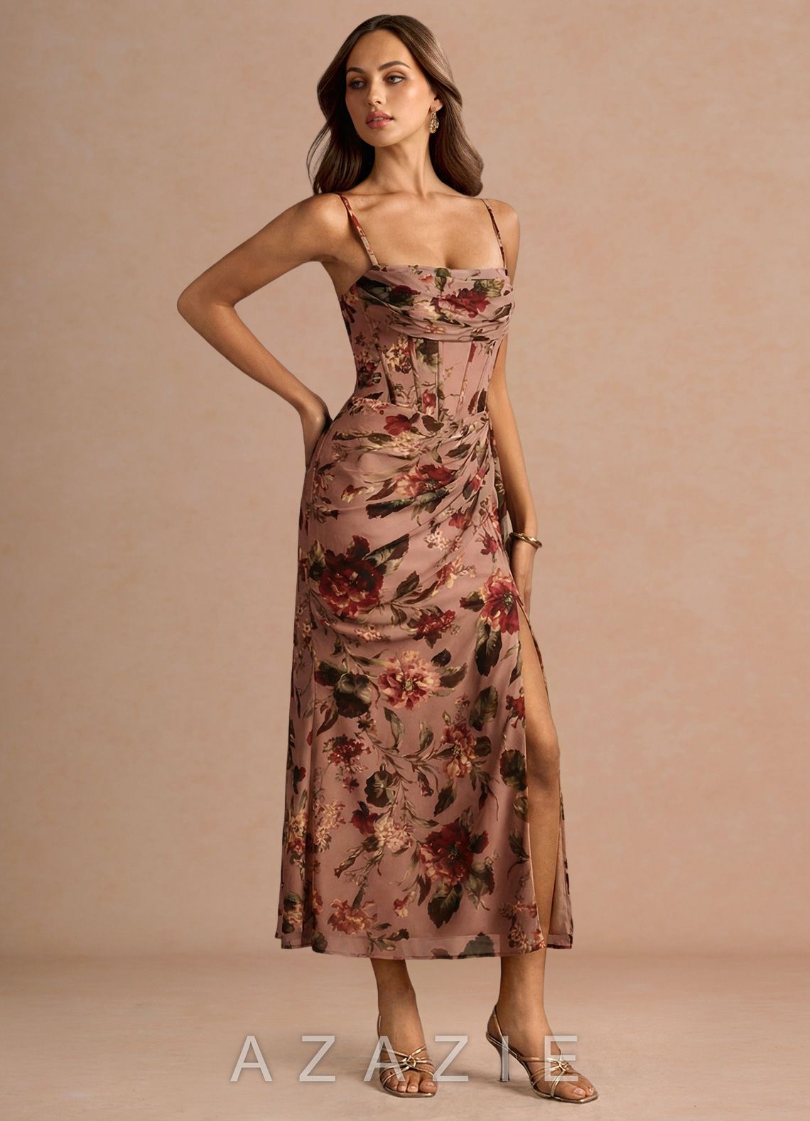 Aurra {color} Midi Dress  sp_mauve_multi_#mm134318