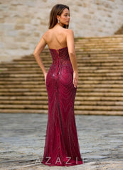 Willone Burgundy Sweetheart Floral Beaded Mermaid Dress  burgundy