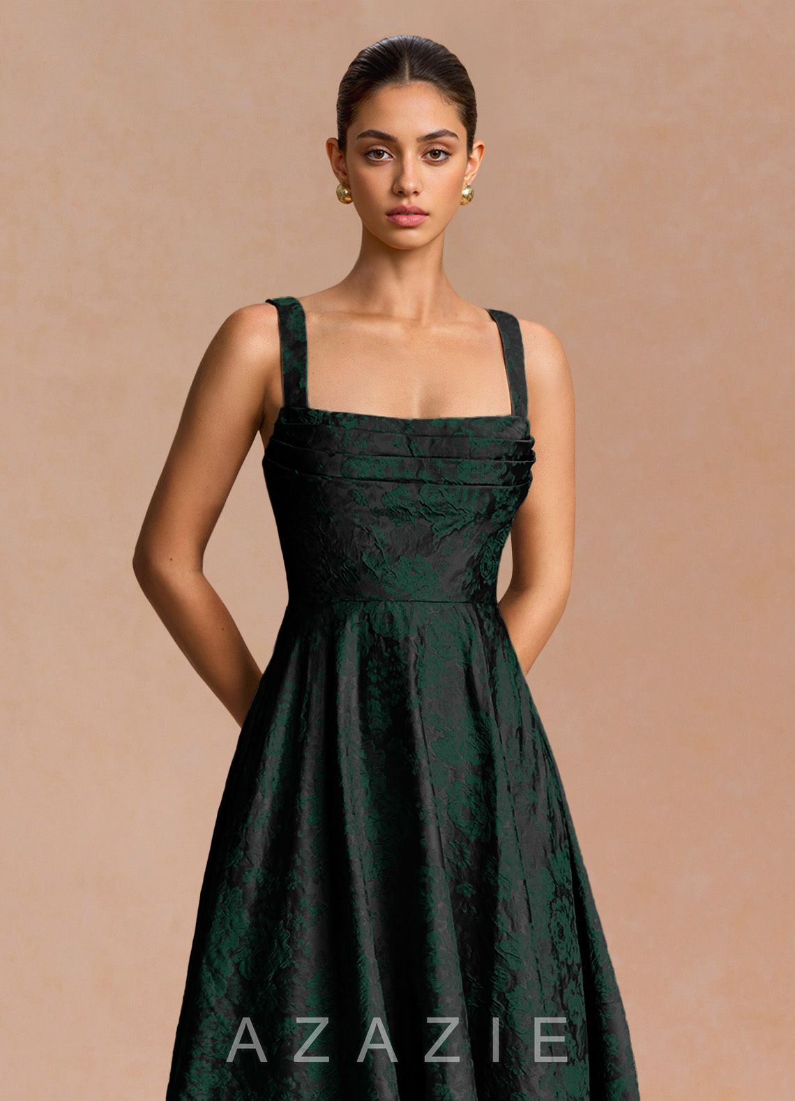 Azara {color} Midi Dress  sp_emerald_black_#eb134985