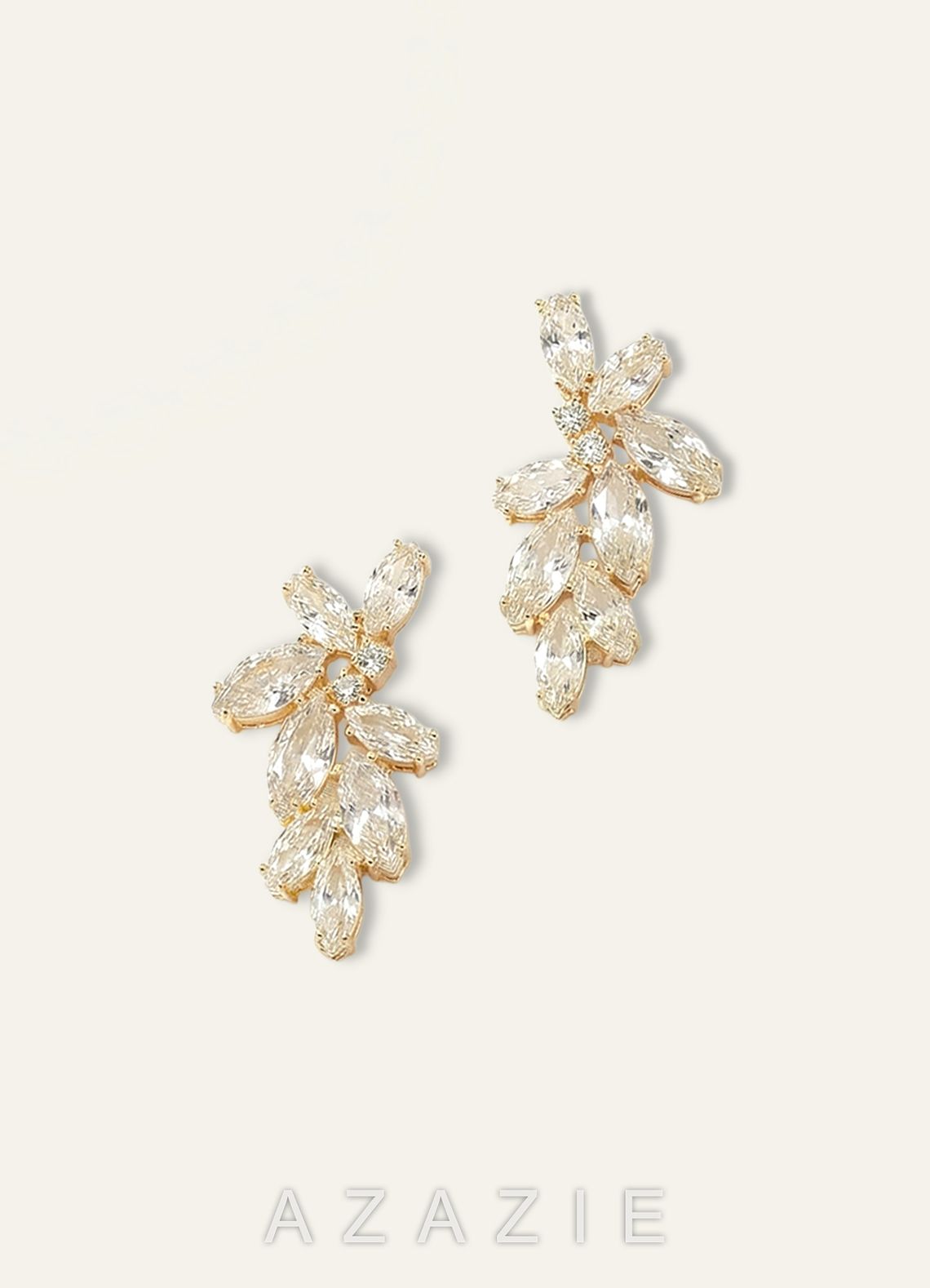 Botanical Leaf & Tennis Zirconia Jewelry Set  gold