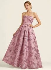 Iriseam Pink Sequin Embroidery Prom Dress