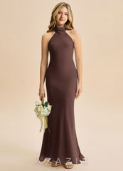 Azazie Velli Junior Ganache Mermaid High Neck Chiffon Dress