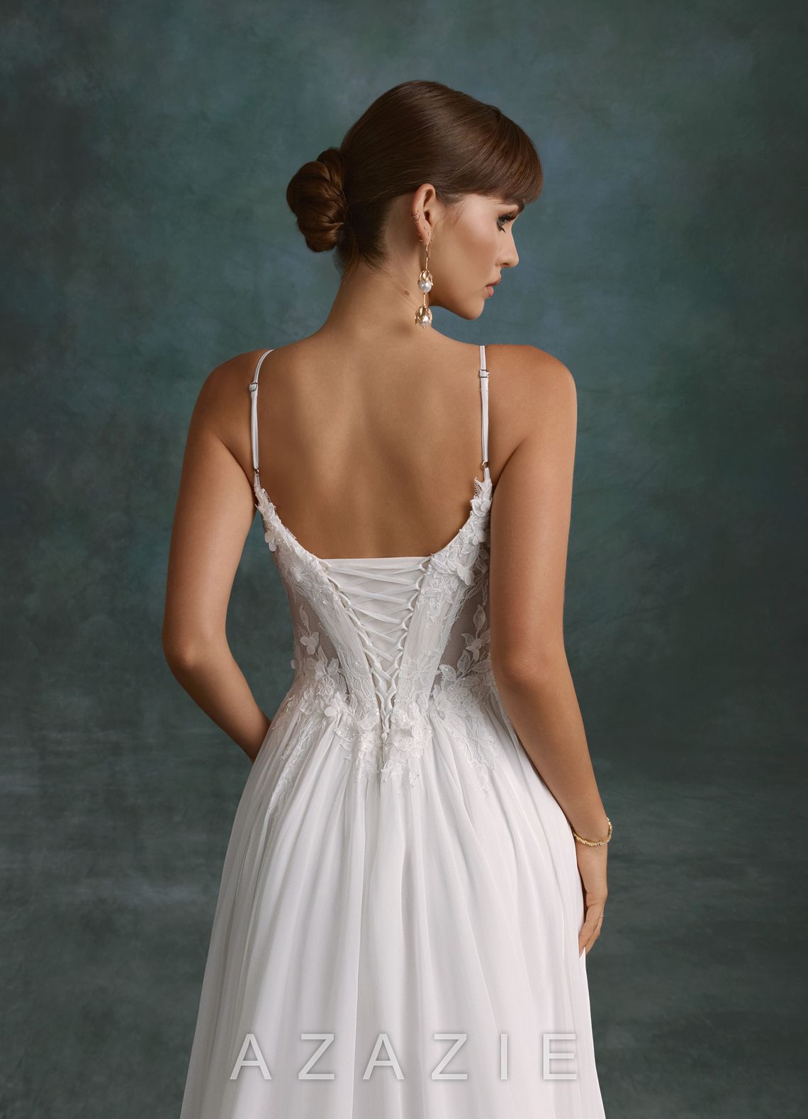 Azazie Laurelle Diamond White A-Line Chiffon Dress diamond_white