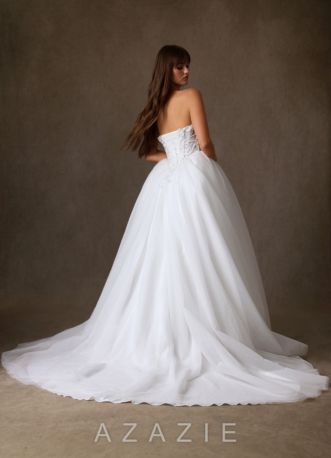 Azazie Sariyah Diamond White Ball-Gown Off the Shoulder Tulle Dress