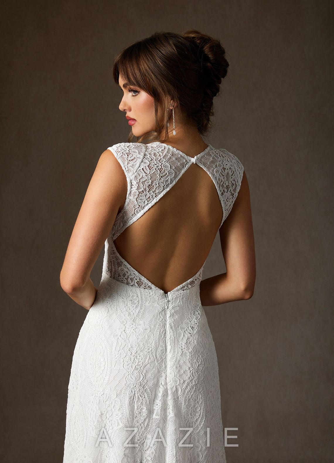 Azazie Lilly Wedding Dress Diamond White A-Line Lace Dress diamond_white