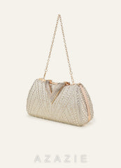 Crystal Embellished Clutch Bag with Dual Detachable Chain Straps