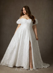 Azazie Gladiola Diamond White Ball-Gown Sweetheart Neckline Floral Burnout Jacquard Dress diamond_white