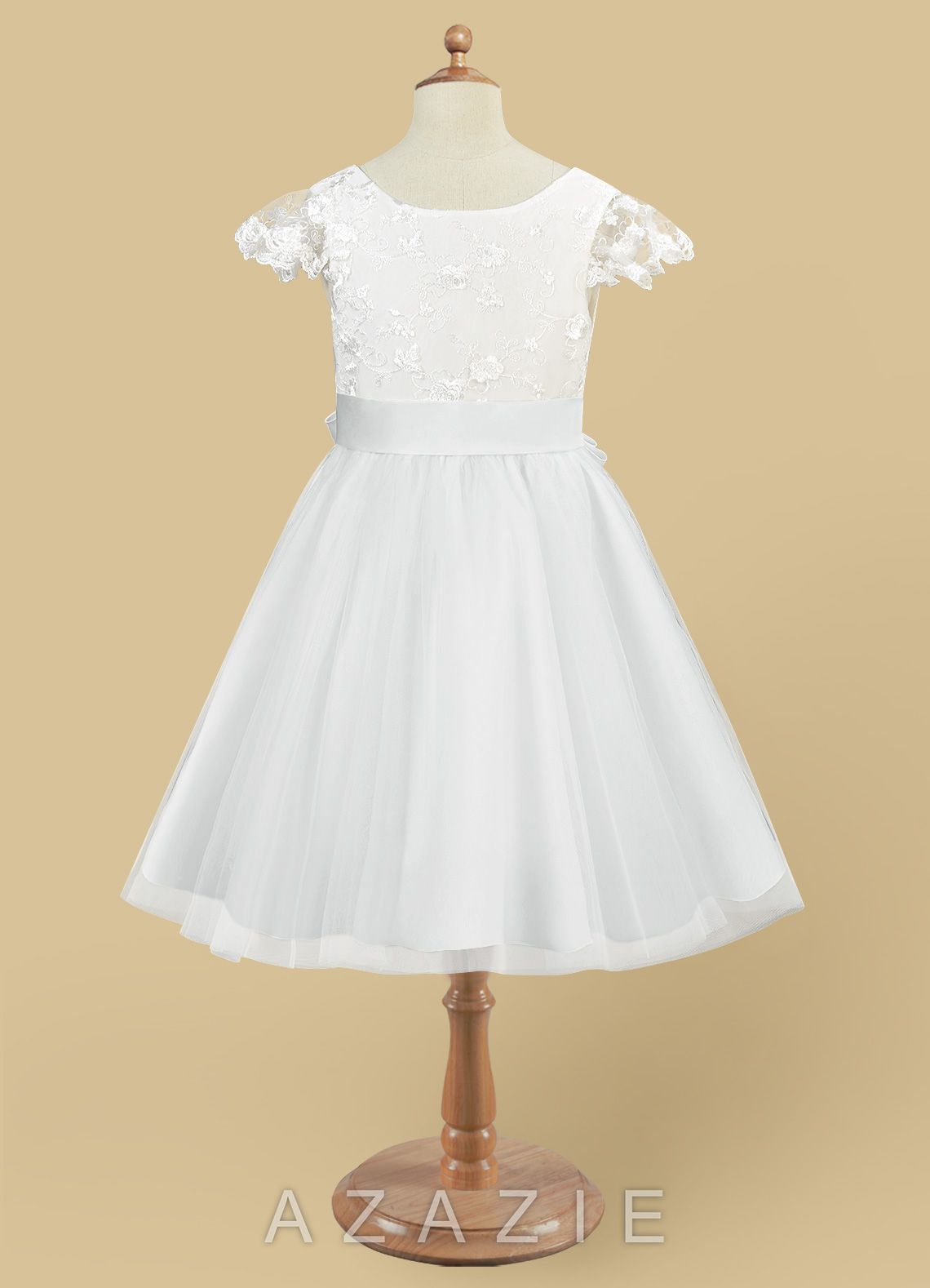 Azazie Vetty Diamond White A-Line Lace Tulle Dress diamond_white