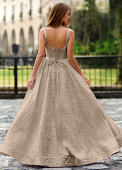 Andracas Light Apricot A-line 3D Flowers Prom Dress