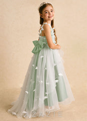 Azazie Darlina Ivory Dusty Sage Ball-Gown Lace Tulle Dress ivory/dusty_sage