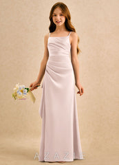Azazie Cannoli Girls Formal Blushing Pink A-Line Pleated Stretch Satin Dress blushing_pink