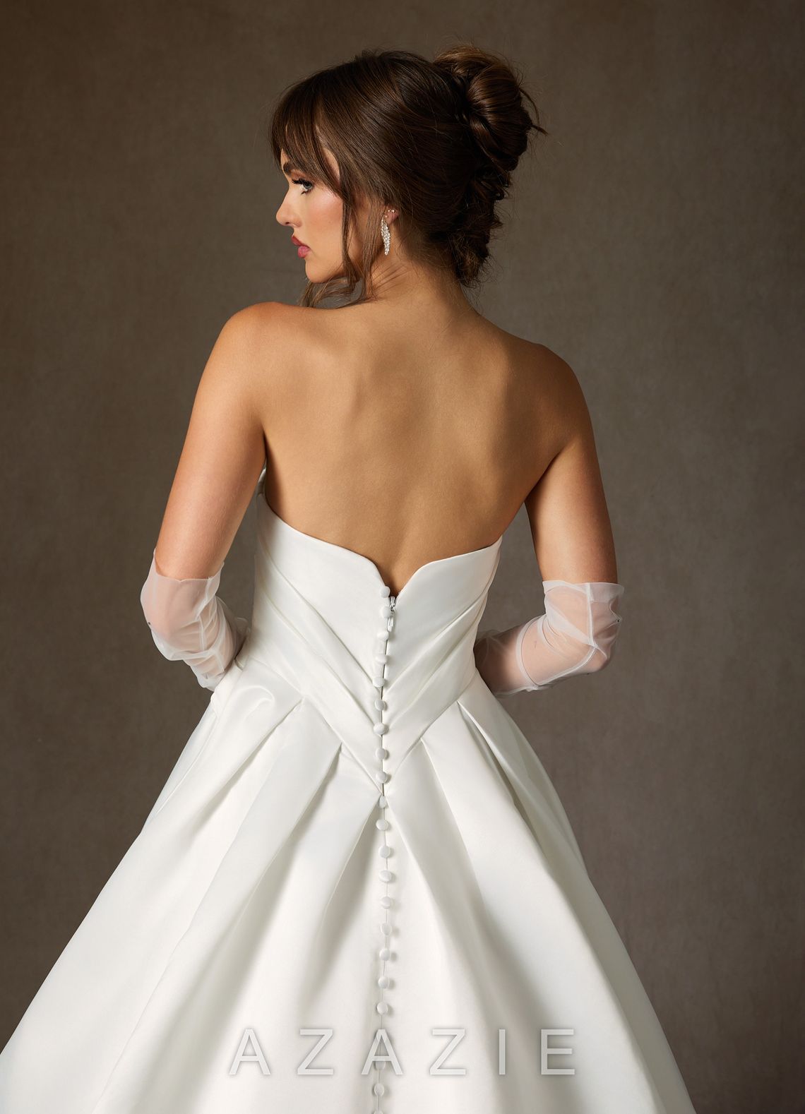 Azazie Adelise Diamond White Ball-Gown Strapless Satin Dress diamond_white