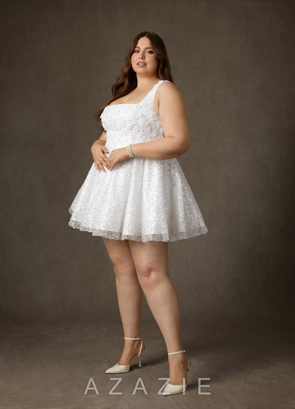 Azazie Kristi Diamond White A-Line with Pockets Beading Dress diamond_white