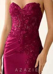 Riettahen Burgundy Beading Lace Sequin Embroidery Stretch Satin Mini Dress