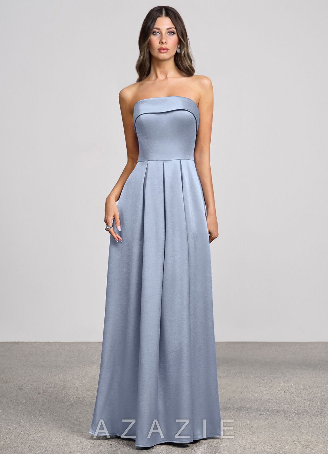 Isolde {color} Luminous Satin Maxi Dress  dusty_blue