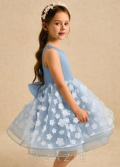 Azazie Billie Dusty Blue Ball-Gown Pleated Matte Satin Dress dusty_blue