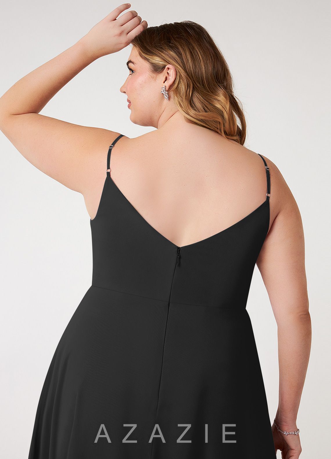 Azazie Daenerys Black A-Line Cowl Chiffon Dress black