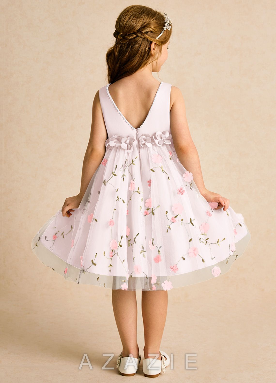 Azazie Starri Blushing Pink Ball-Gown Beaded Matte Satin Dress blushing_pink
