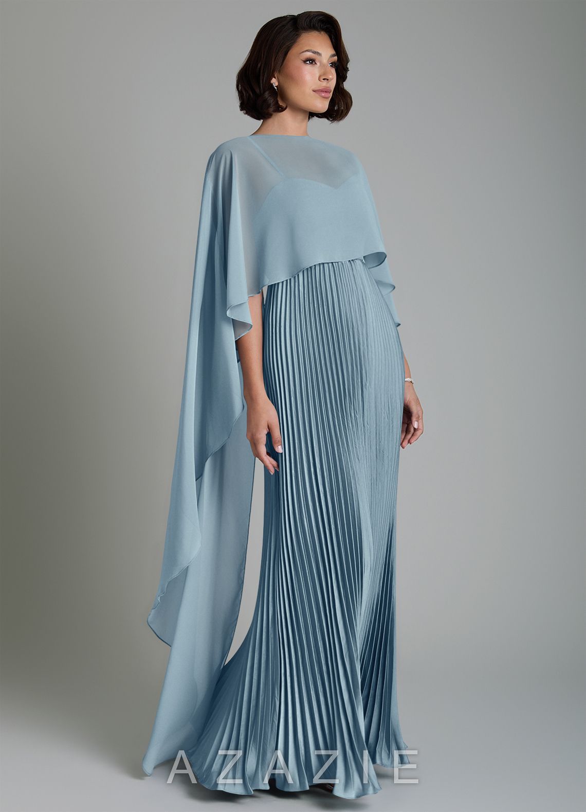 Azazie Micah Dusty Blue A-Line Corset Stretch Satin Convertible Dress dusty_blue