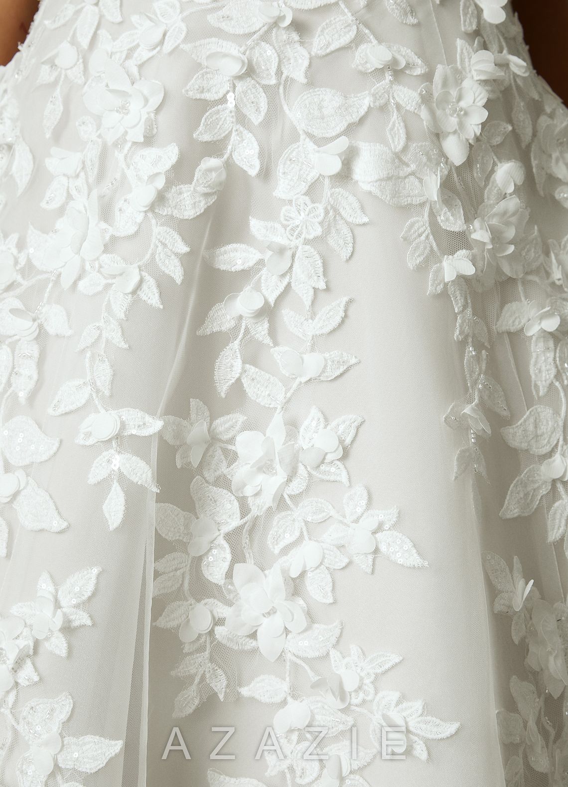 Azazie Alyson Diamond White Ball-Gown Lace Dress
