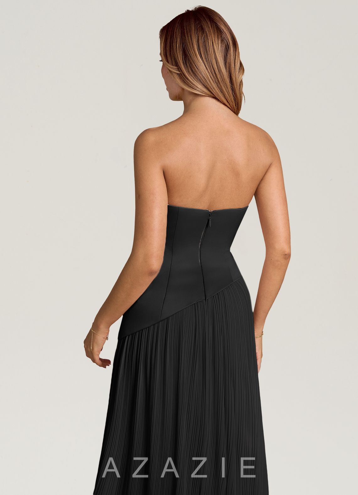 Azazie Tierney Black A-Line Strapless Chiffon Convertible Dress black
