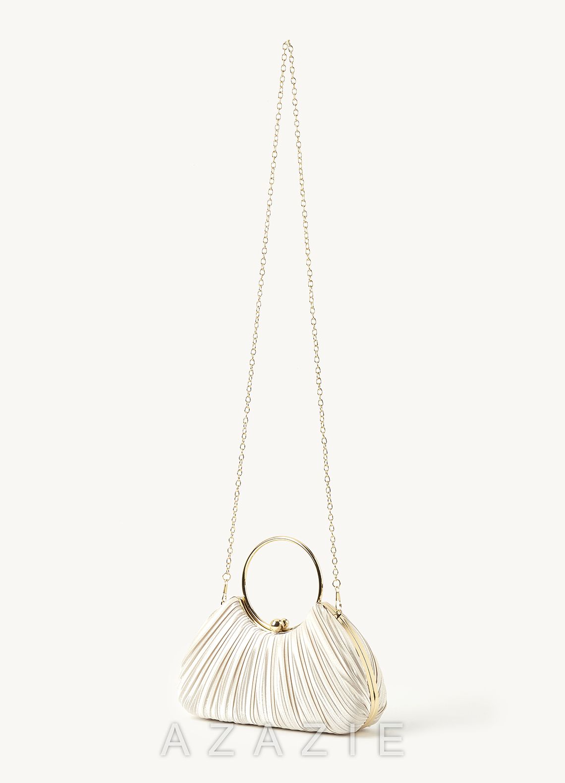 Satin Pleated Handbag  gold