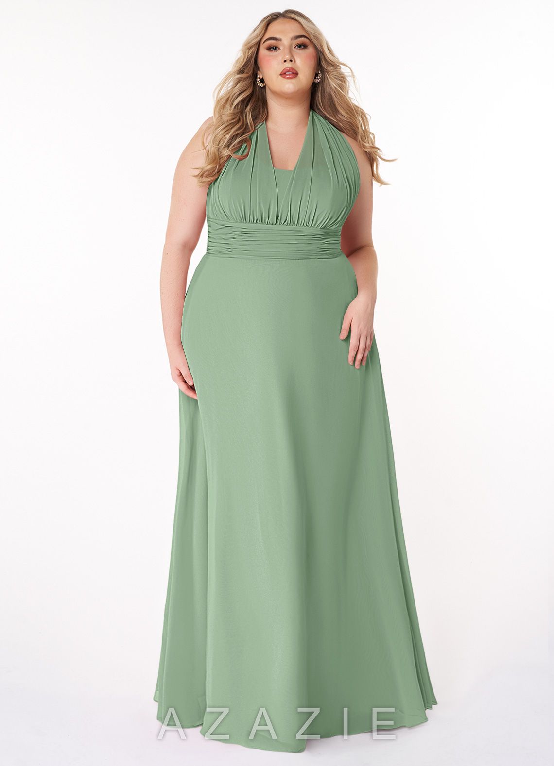 Azazie Fifi Matcha A-Line Strapless Chiffon Convertible Dress matcha