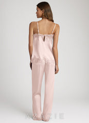 Lace and Satin Cami and Pants Pajama Set
