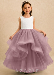 Azazie Madison Ivory Dusty Rose Ball-Gown Lace Tulle Dress ivory/dusty_rose