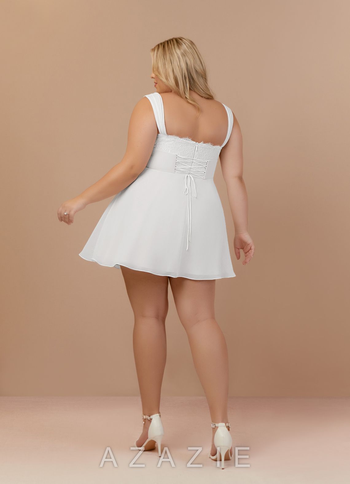 Azazie Scarlette Diamond White A-Line Sweetheart lace Chiffon Dress diamond_white