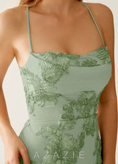 Lysandra Sage Stretch 3D Flowers Corset Mini Dress