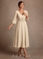 Azazie Ana Champagne A-Line Lace Chiffon Dress champagne