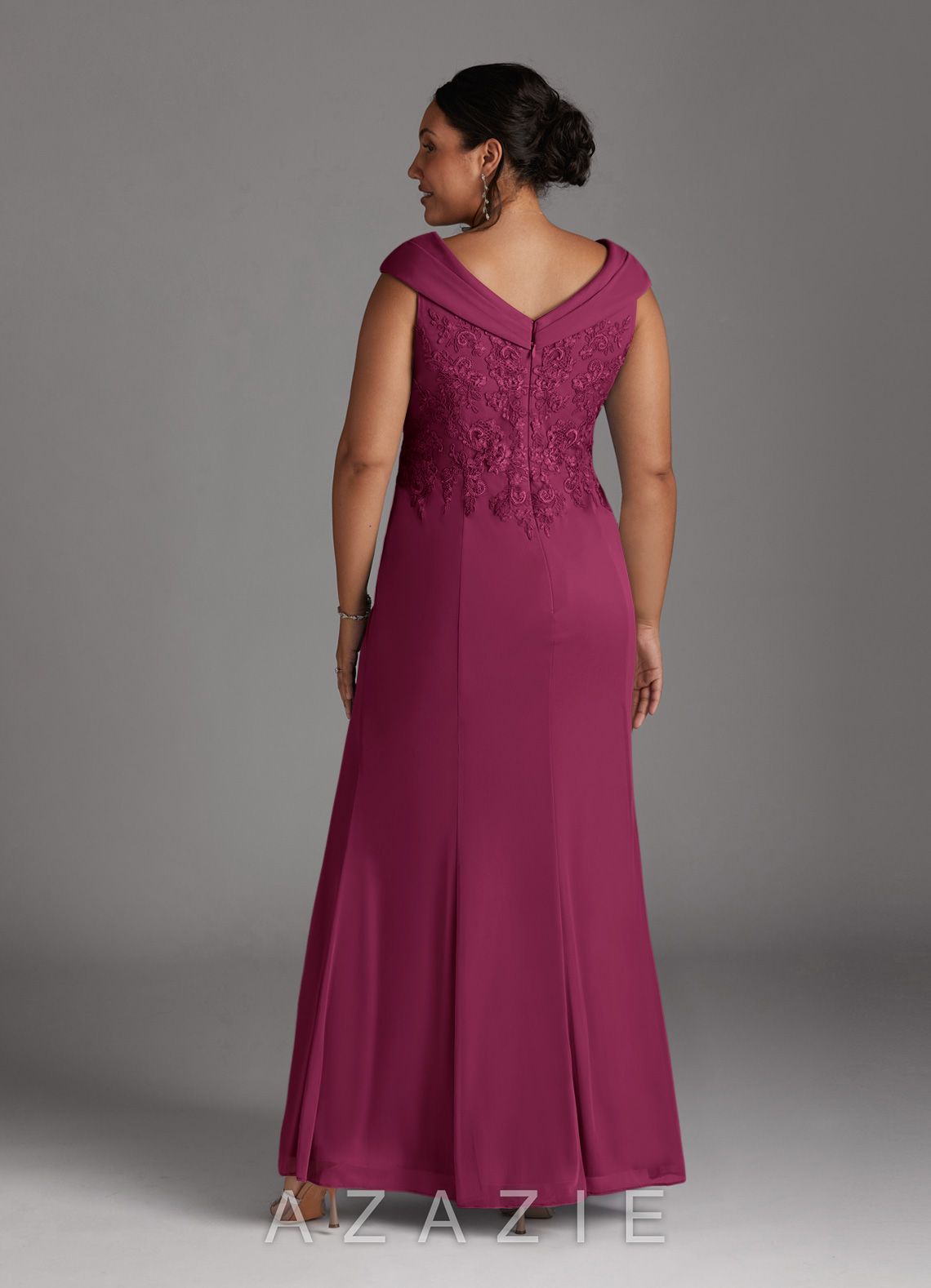 Azazie Calathea Mulberry A-Line Lace Dress mulberry