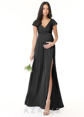 Azazie Allessia Stretch Satin Dress A-Line Pleated Stretch Satin Floor-Length Dress