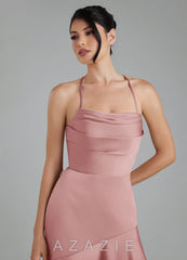 Azazie Jaslene Dusty Rose A-Line Corset Stretch Satin Dress dusty_rose