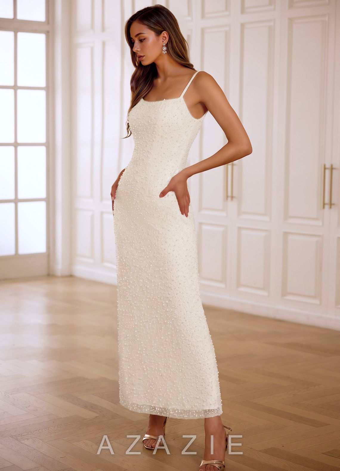 Florginem White Beading Lace Wedding Guest