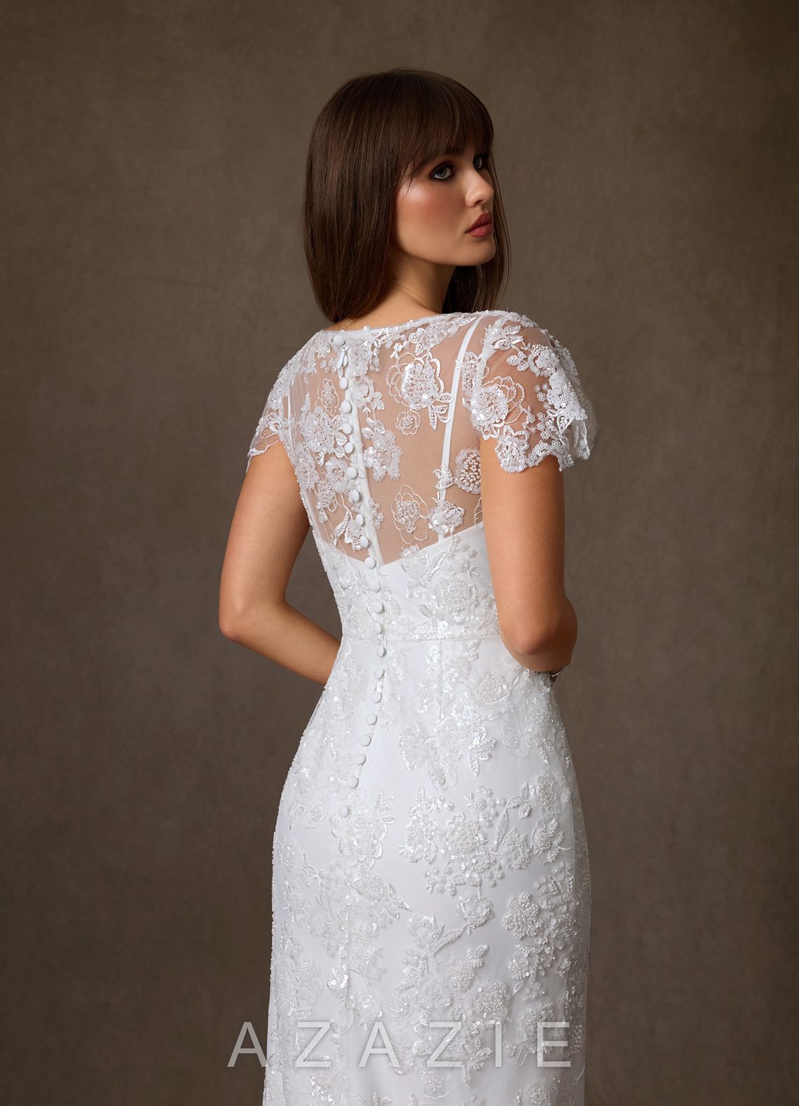 Azazie Tiana Diamond White Sheath Lace Dress