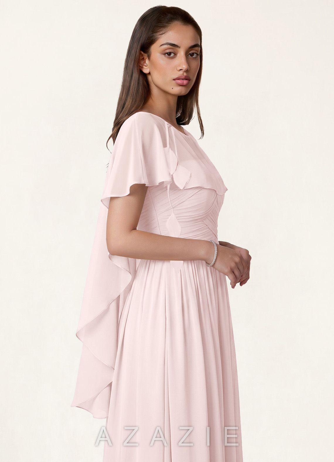 Azazie Matching Color Floral Sheer Chiffon Cape