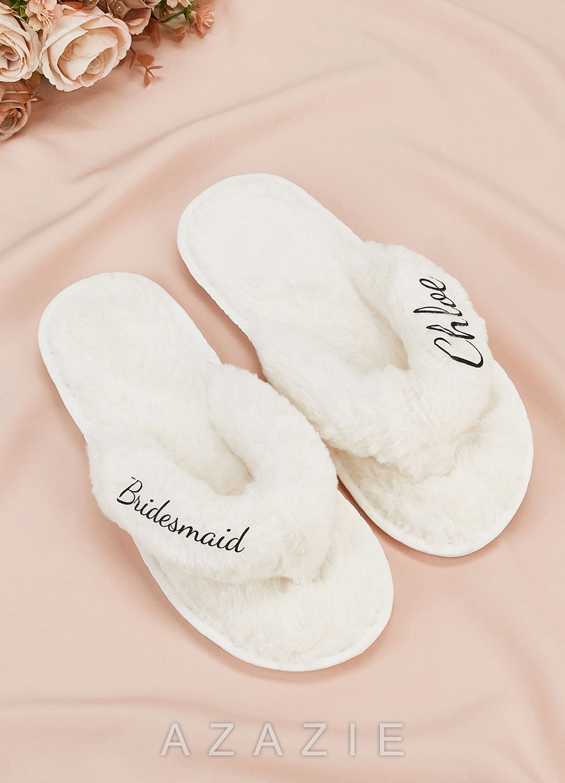 Personalized Bride Bridesmaid Fluffy Slippers